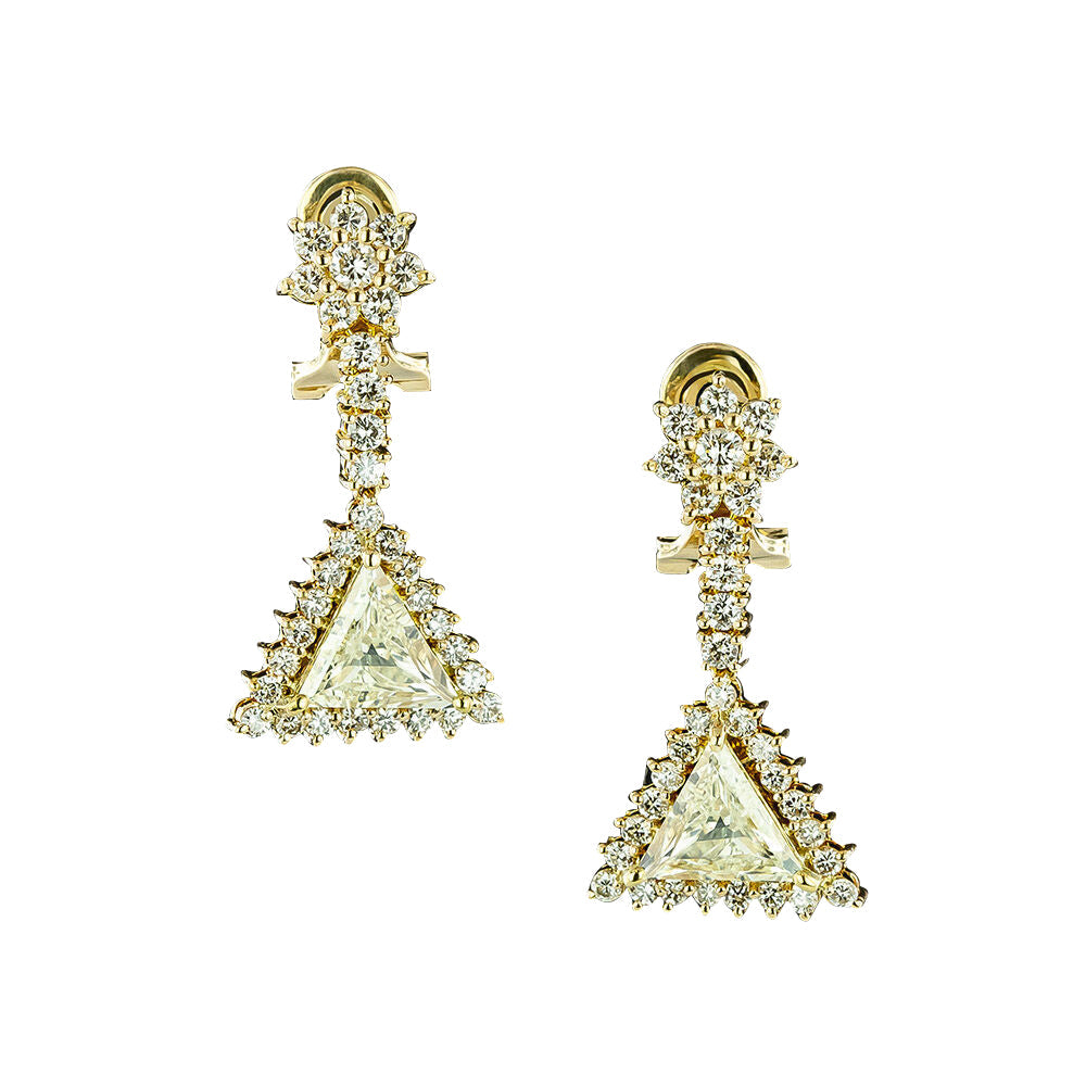 Estate 2.49 Carat Trillion-Cut Diamond Dangle Earrings - GIA - 3