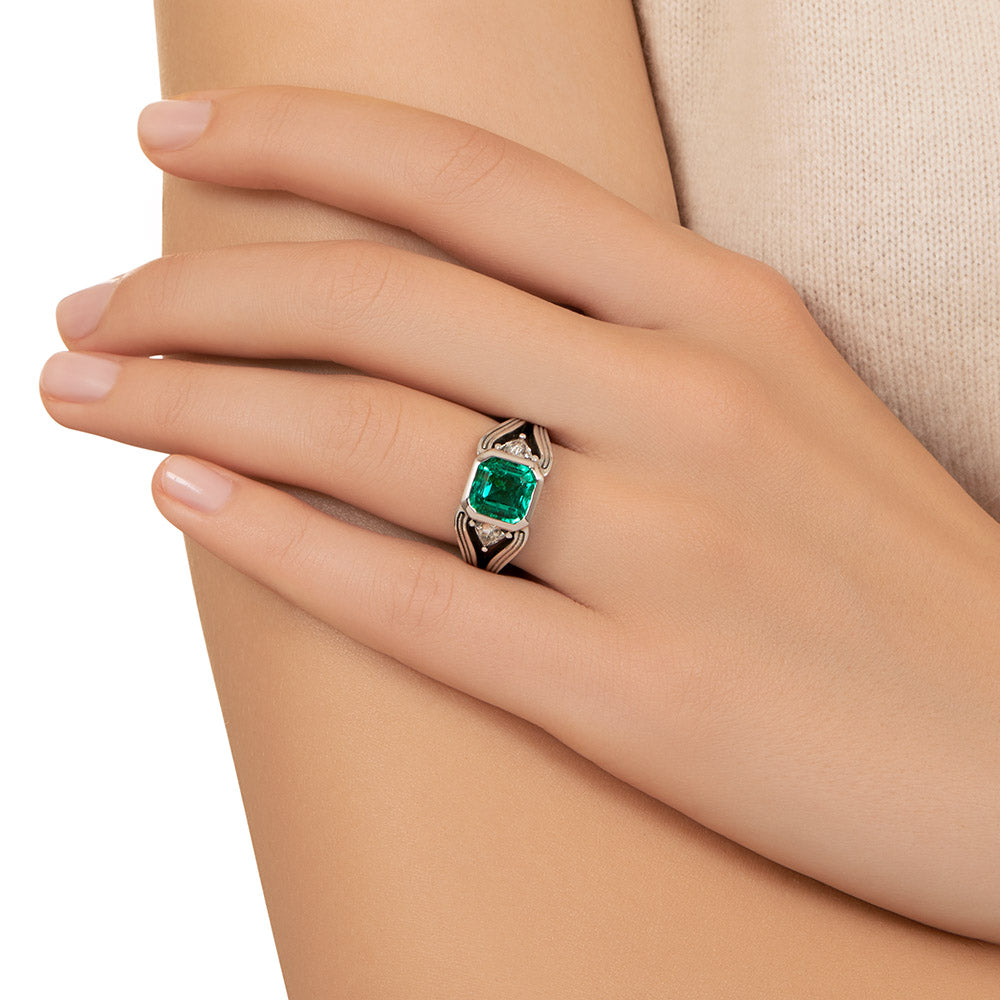 Estate 2.57 Carat Colombian Emerald and Diamond Ring - GIA F1 - 6