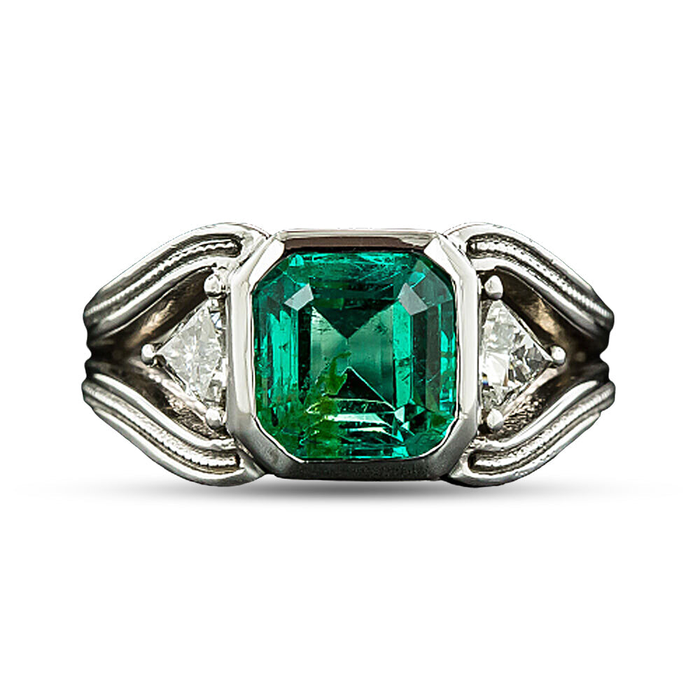 Estate 2.57 Carat Colombian Emerald and Diamond Ring - GIA F1 - 5
