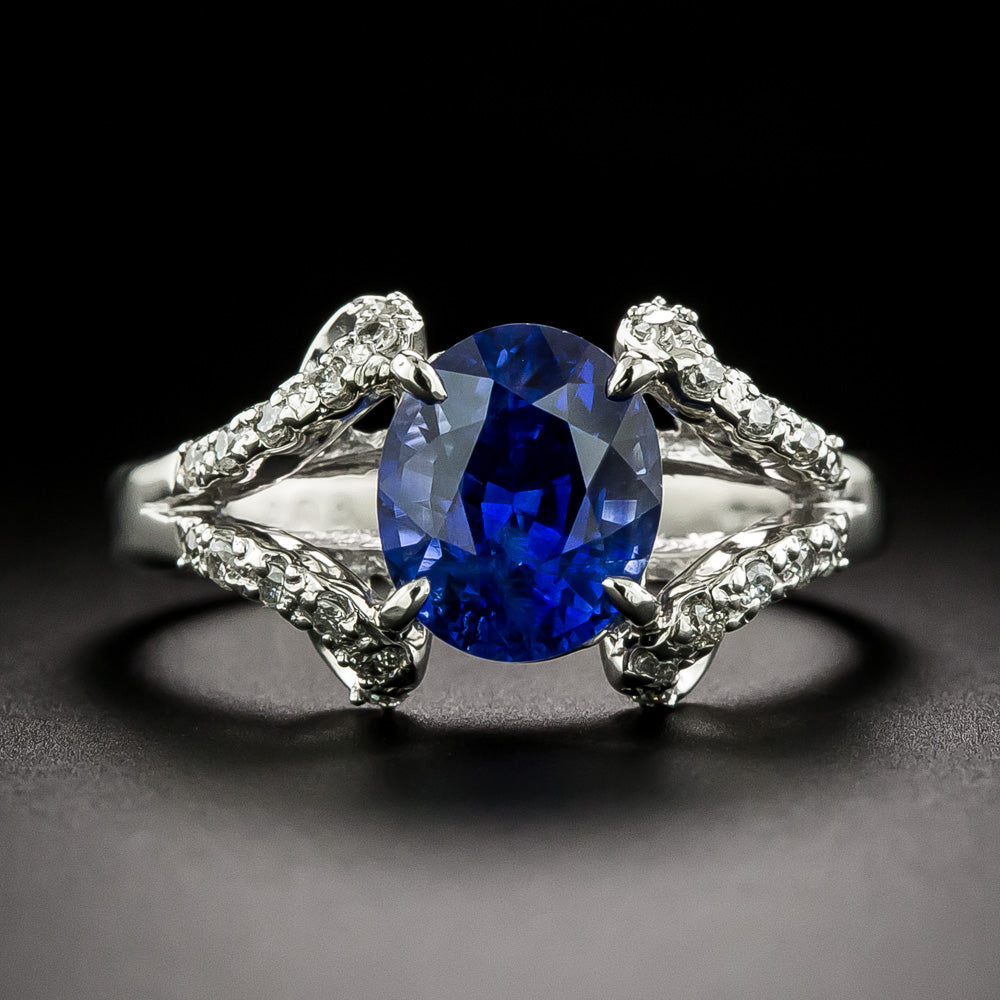 Estate 2.59 Carat Sapphire and Diamond Ring - GIA  - 3