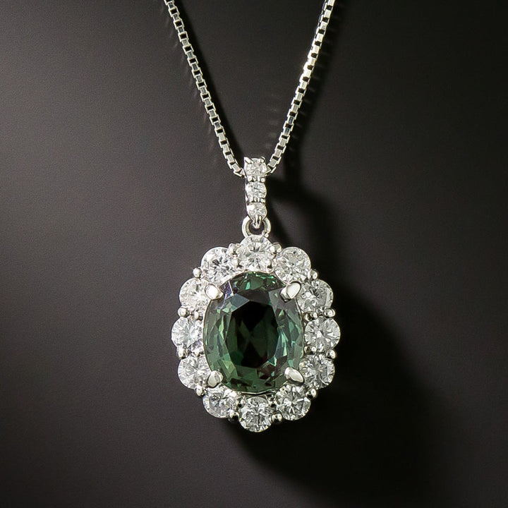 Estate 2.61 Carat Alexandrite and Diamond Pendant