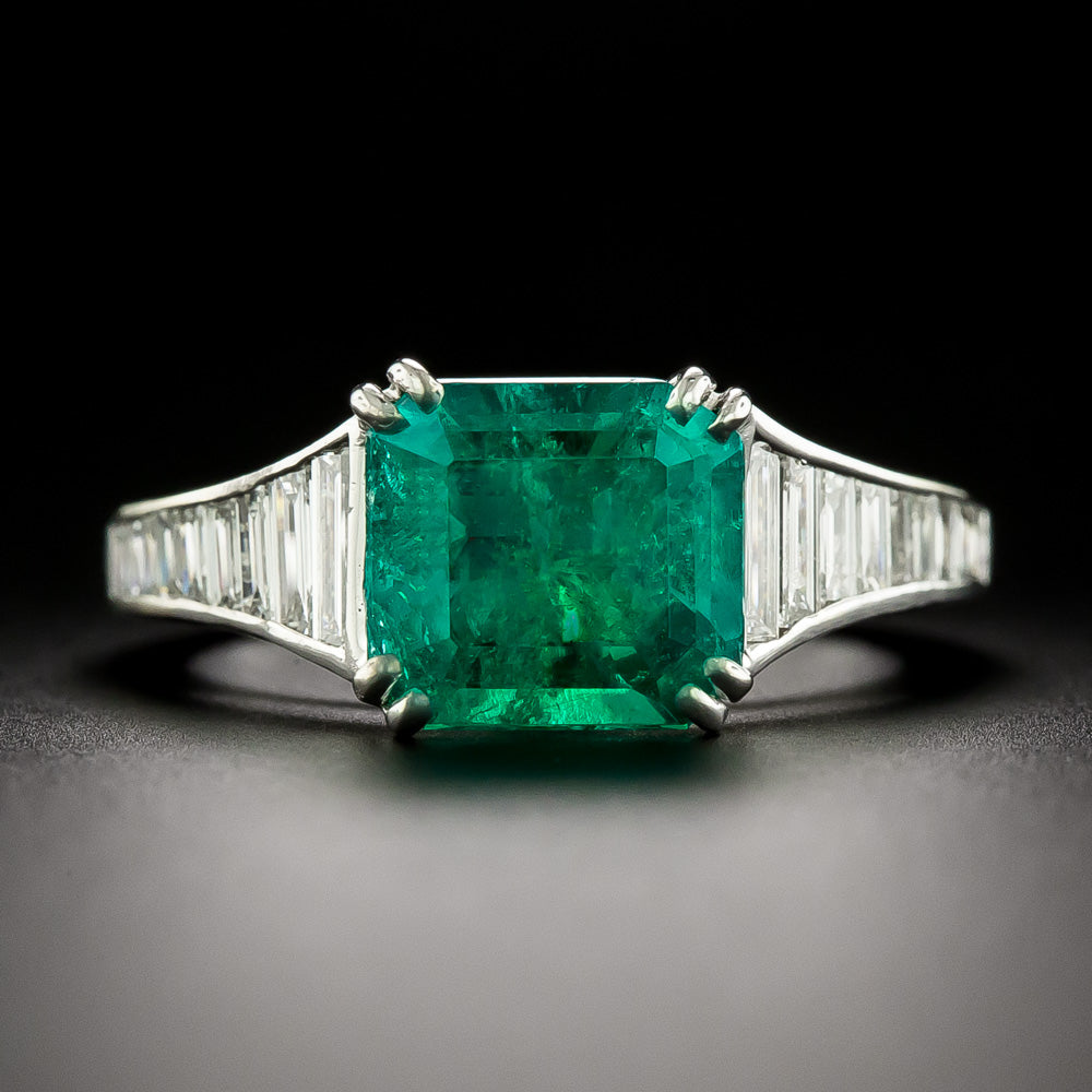 Estate 2.61 Carat Colombian Emerald and Diamond Ring - GIA  - 2