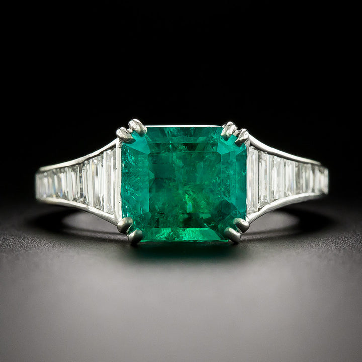Estate 2.61 Carat Colombian Emerald and Diamond Ring - GIA