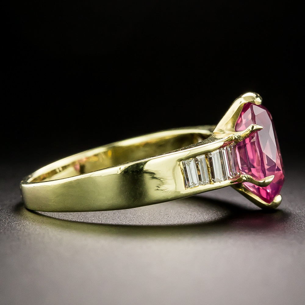  Estate 2.68 Carat No-Heat Pink Sapphire and Diamond Ring - 3