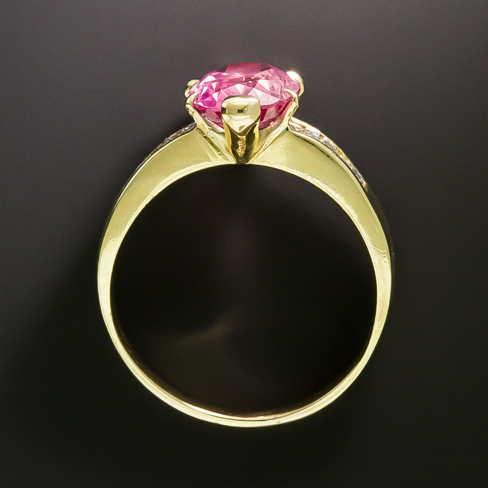  Estate 2.68 Carat No-Heat Pink Sapphire and Diamond Ring - 4