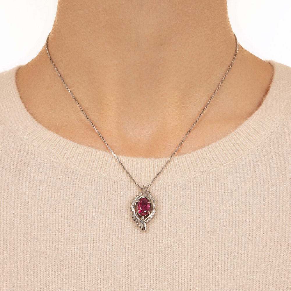 Estate 2.74 Carat Ruby and Diamond Pendant - GIA - 3