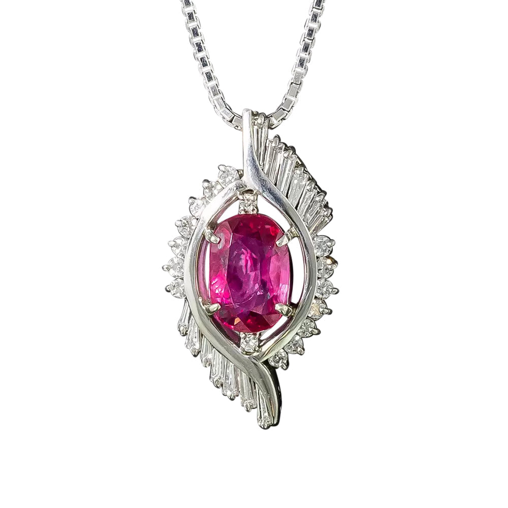 Estate 2.74 Carat Ruby and Diamond Pendant - GIA - 4