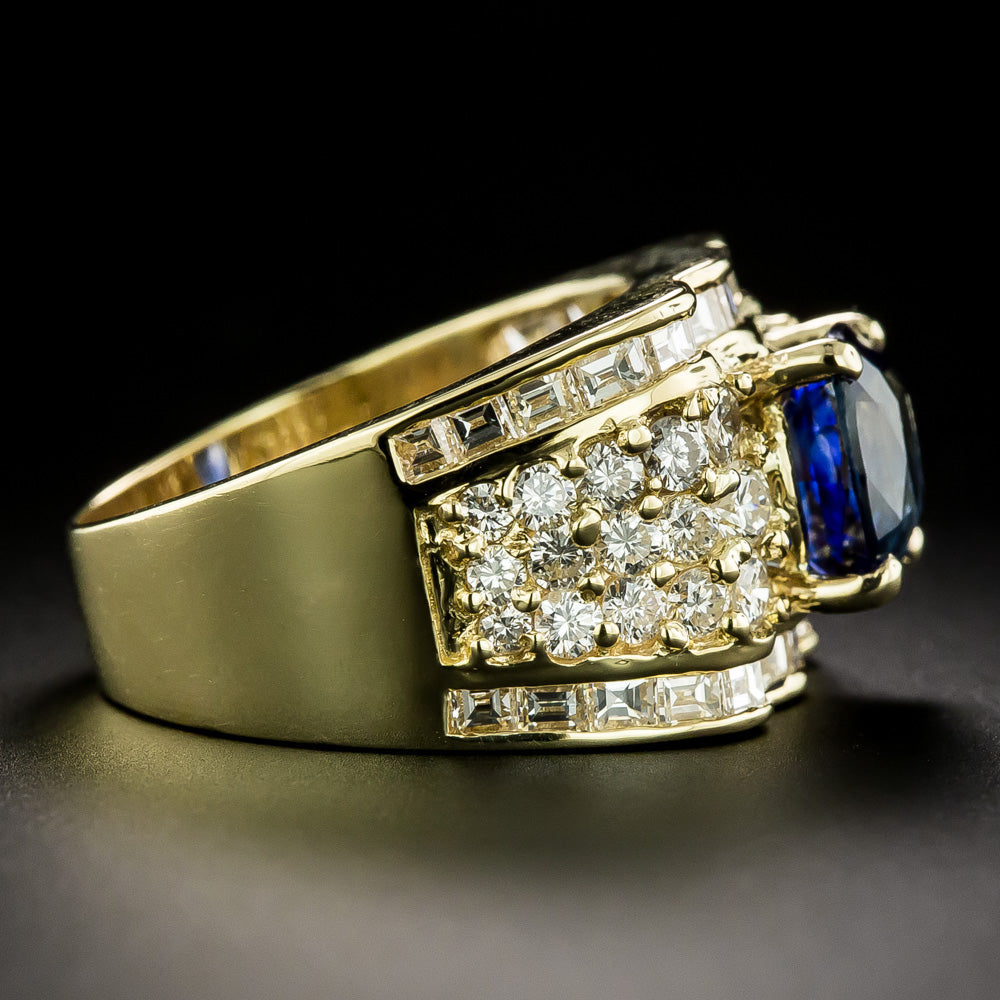 Estate 2.83 Carat Sapphire and Diamond 18K Ring - GIA Sri Lanka - 3