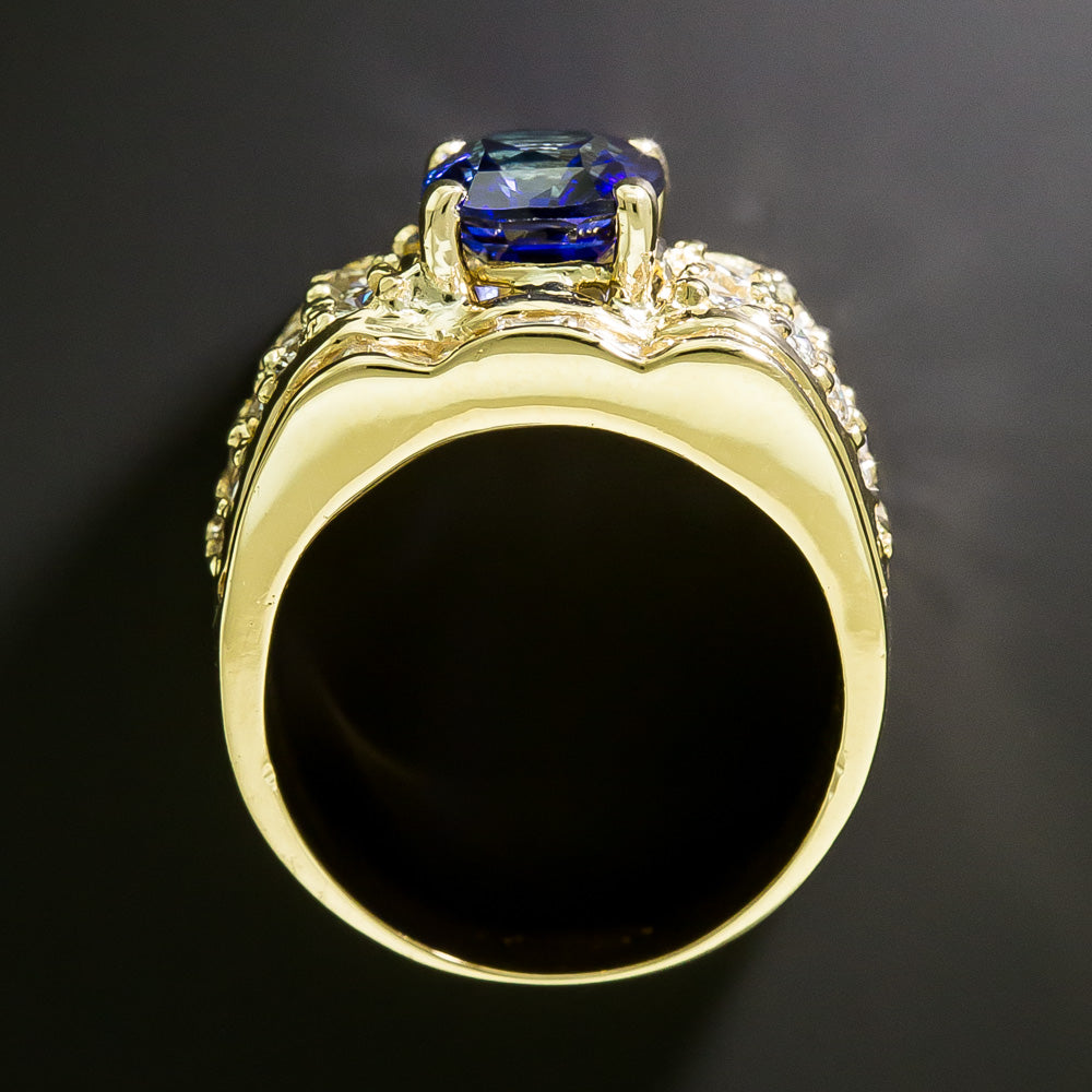 Estate 2.83 Carat Sapphire and Diamond 18K Ring - GIA Sri Lanka - 4
