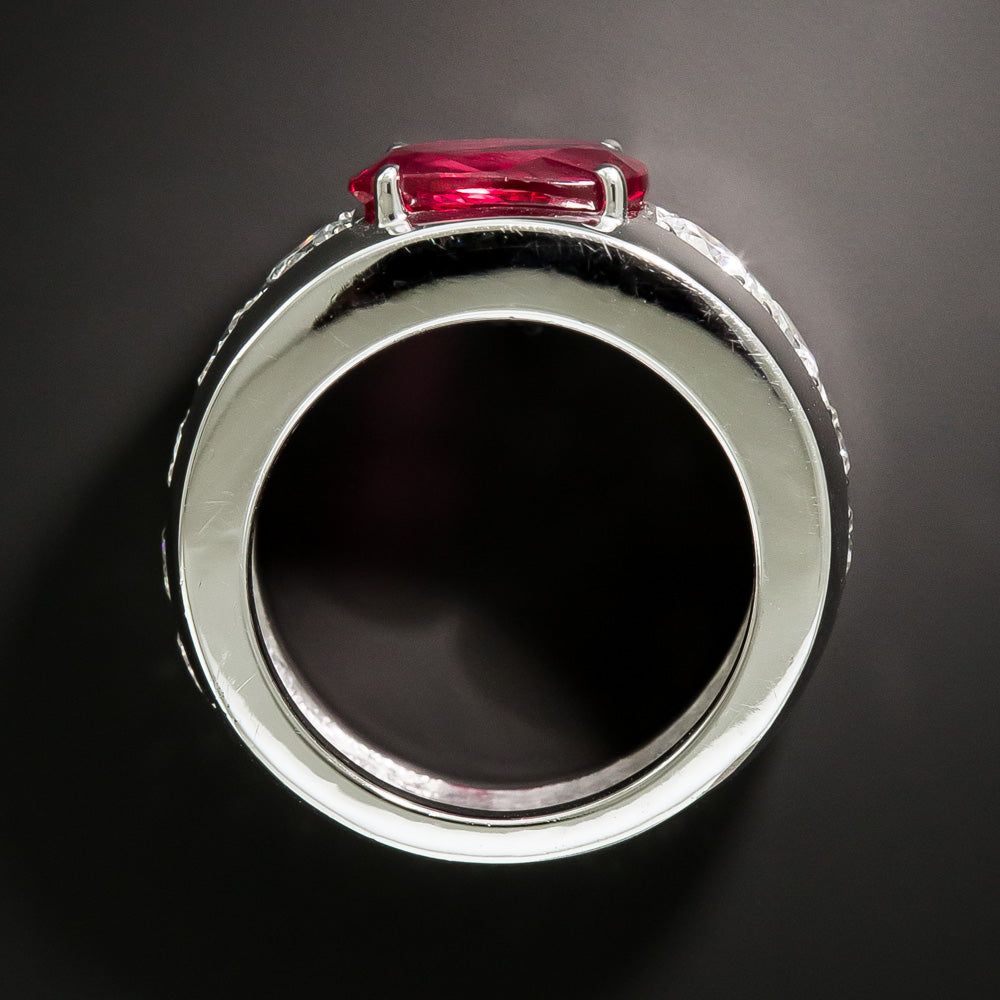 Estate 2.92 Carat Thai Ruby and Diamond Ring - GIA, Size 5 1/2 - 4