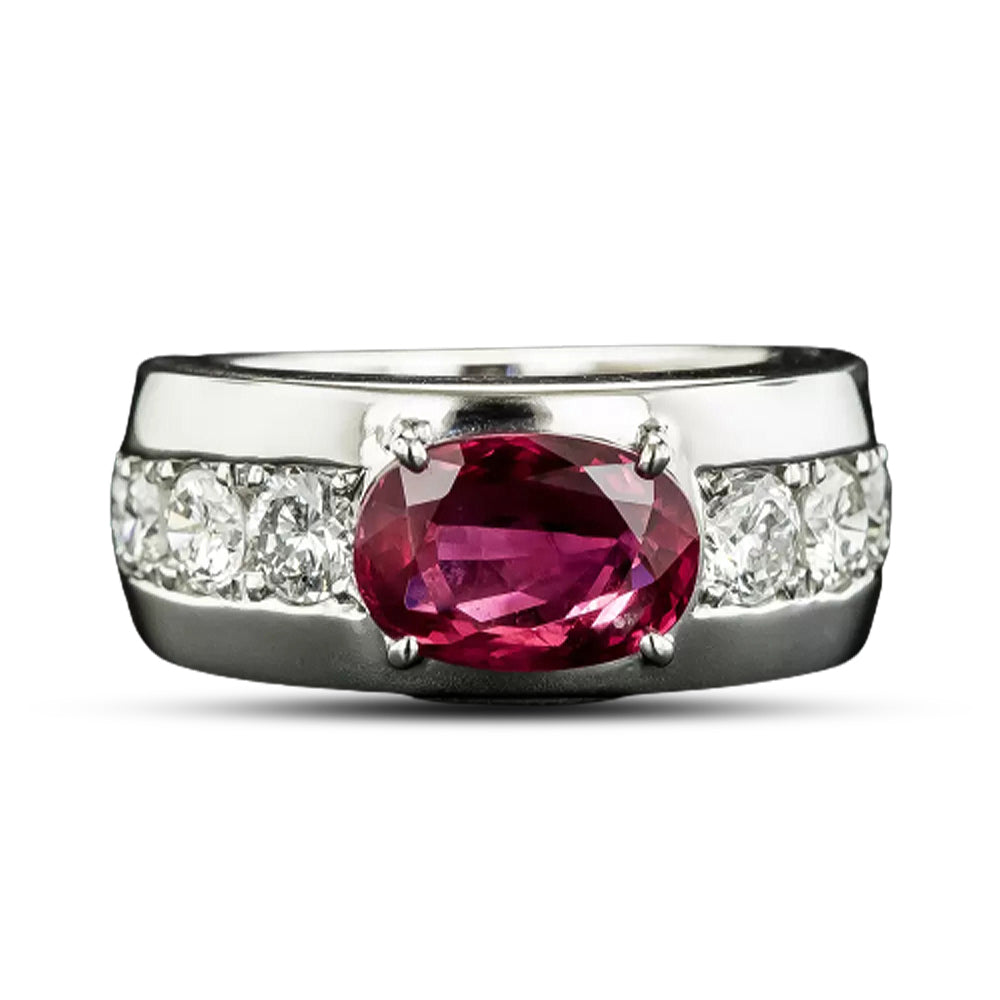 Estate 2.92 Carat Thai Ruby and Diamond Ring - GIA, Size 5 1/2 - 5