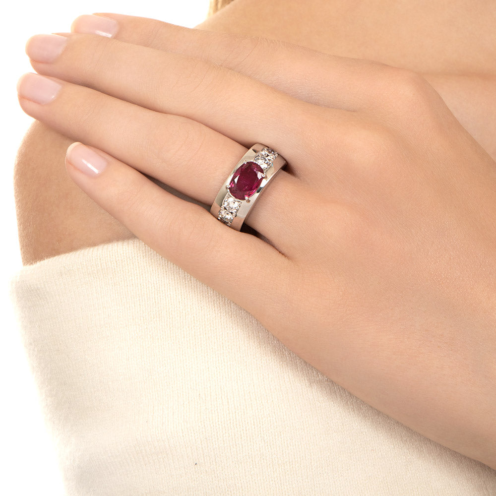 Estate 2.92 Carat Thai Ruby and Diamond Ring - GIA, Size 5 1/2 - 6