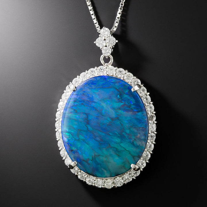 Estate 20.71 Carat Opal and Diamond Pendant