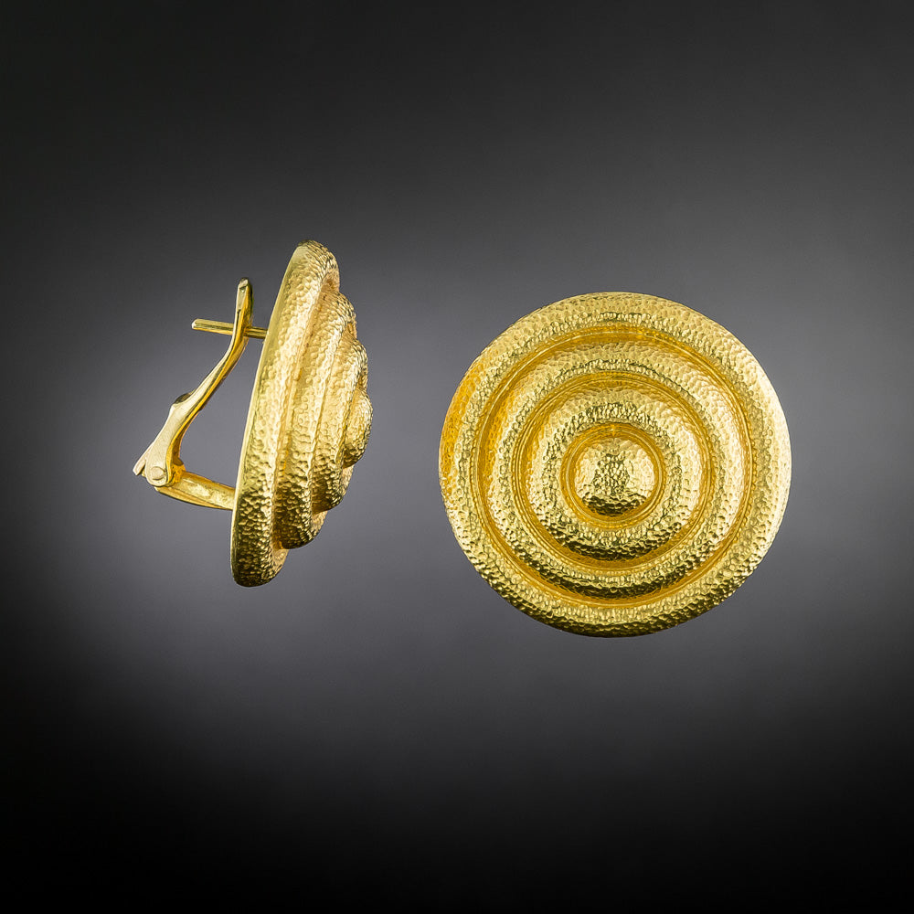Estate 22K Spiral Disk Earrings - 3