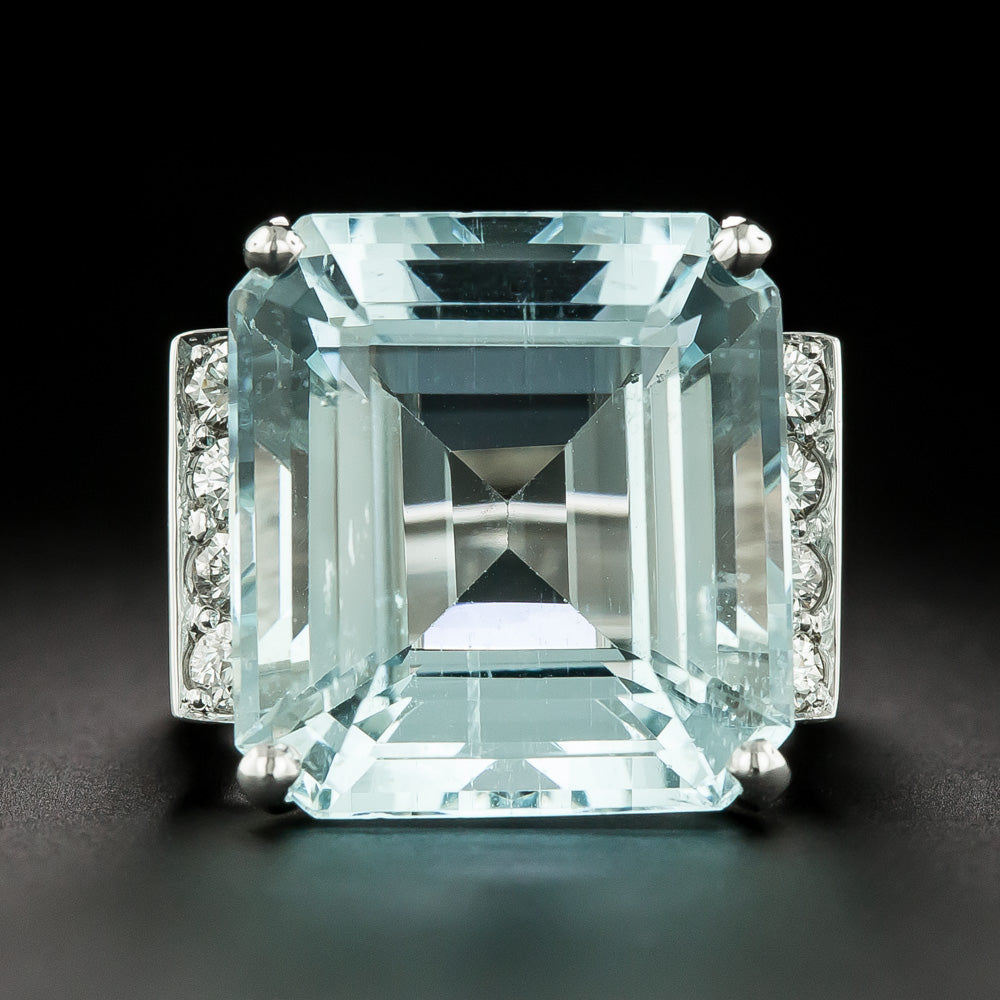 Estate 23.11 Carat Aquamarine and Diamond Ring - 2