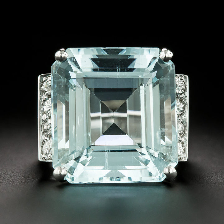 Estate 23.11 Carat Aquamarine and Diamond Ring