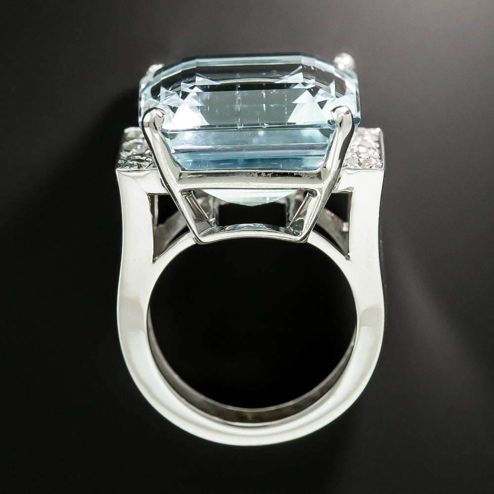 Estate 23.11 Carat Aquamarine and Diamond Ring - 4