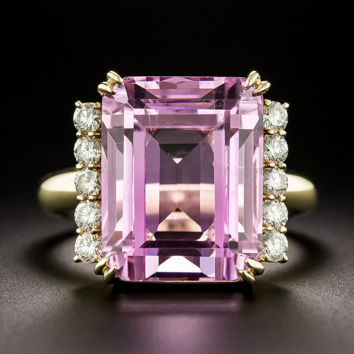 Estate 23.43 Carat Kunzite and Diamond Ring