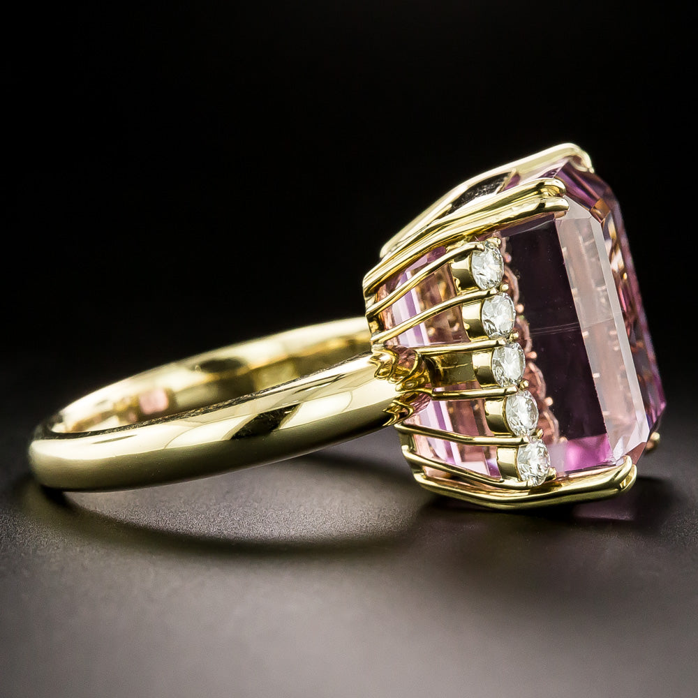 Estate 23.43 Carat Kunzite and Diamond Ring - 4