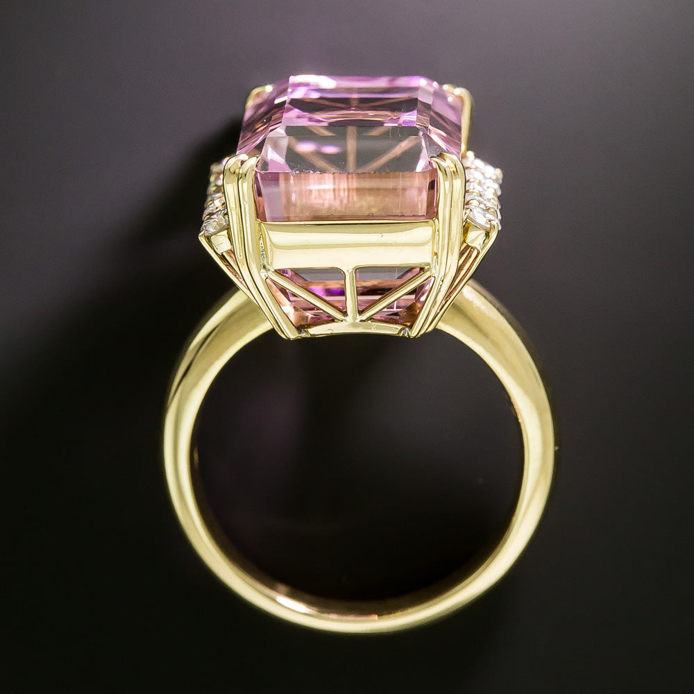 Estate 23.43 Carat Kunzite and Diamond Ring - 5