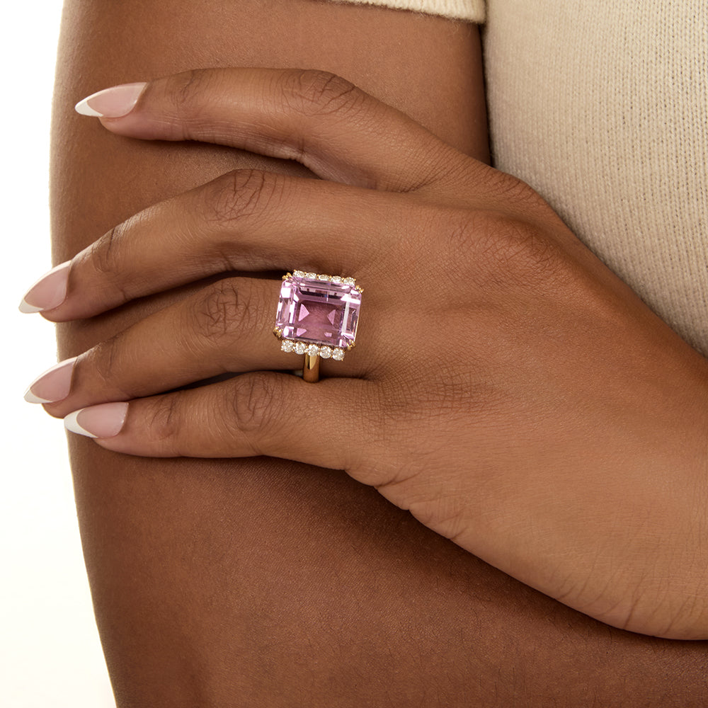 Estate 23.43 Carat Kunzite and Diamond Ring - 6
