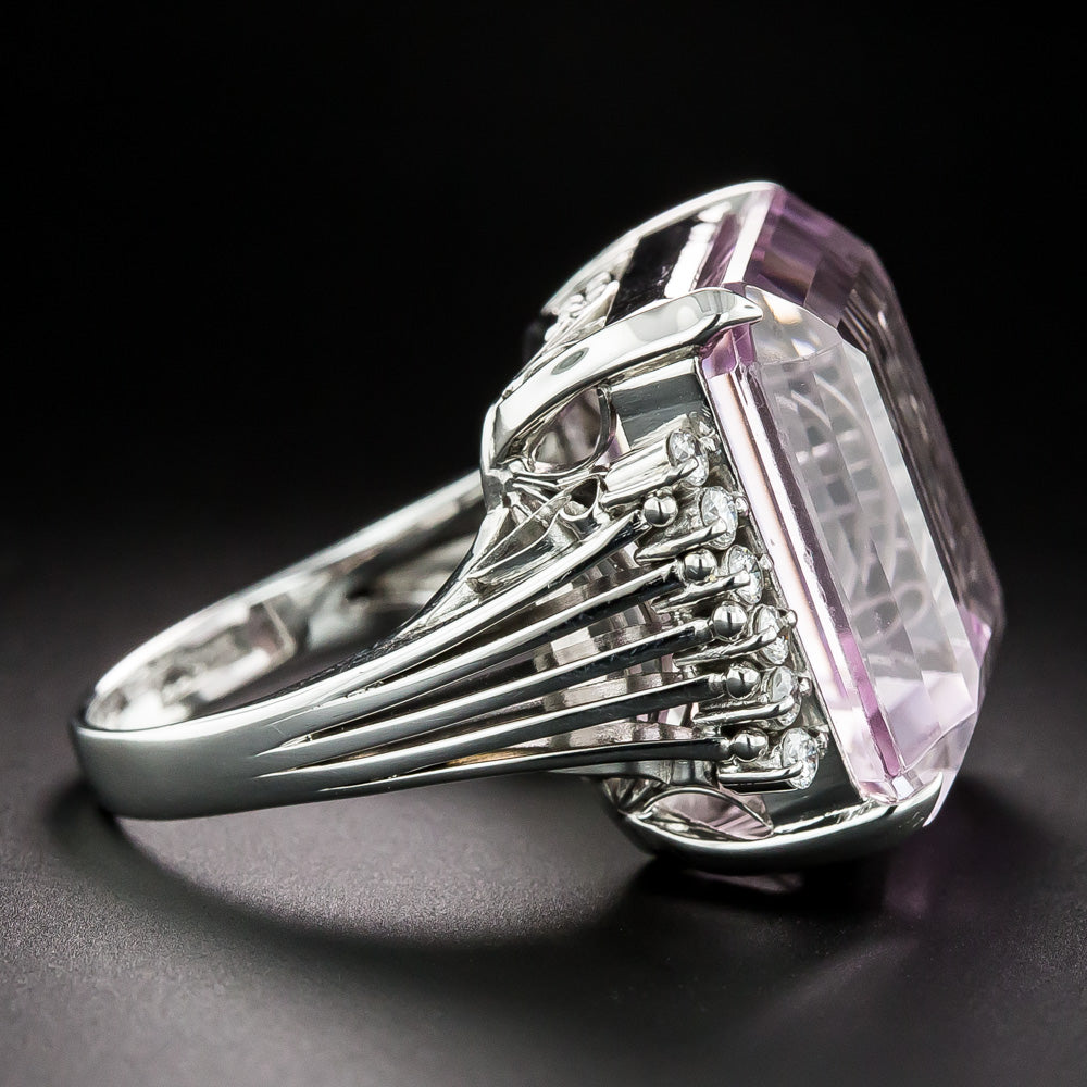 Estate 26.65 Carat Kunzite and Diamond Ring - 3