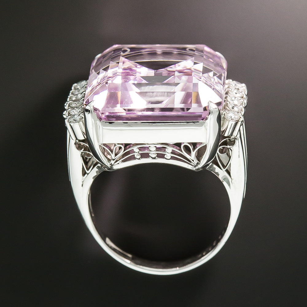 Estate 26.65 Carat Kunzite and Diamond Ring - 4
