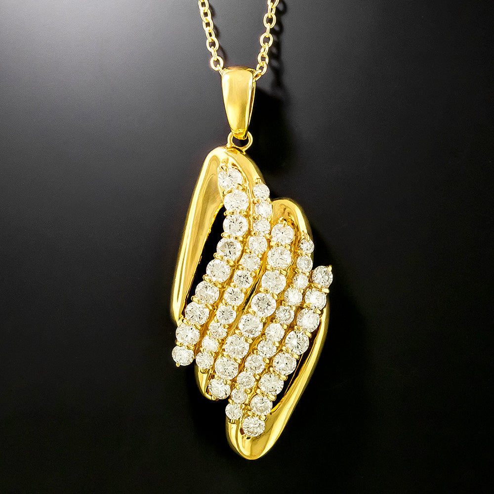 Estate 3.01 Carat Total Weight Diamond Free-Form Pendant - 3
