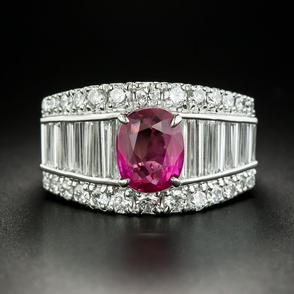Estate 3.04 Carat No-Heat Pink Sapphire and Diamond Ring - GIA  - 2