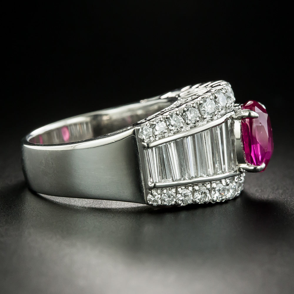 Estate 3.04 Carat No-Heat Pink Sapphire and Diamond Ring - GIA  - 3