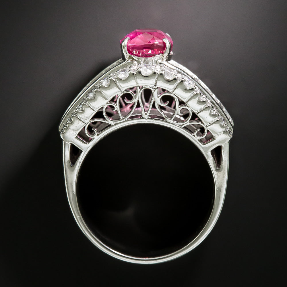 Estate 3.04 Carat No-Heat Pink Sapphire and Diamond Ring - GIA  - 4