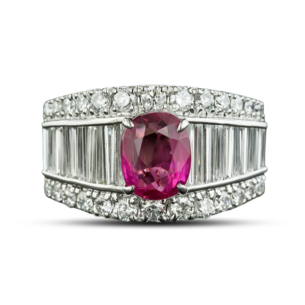 Estate 3.04 Carat No-Heat Pink Sapphire and Diamond Ring - GIA  - 5