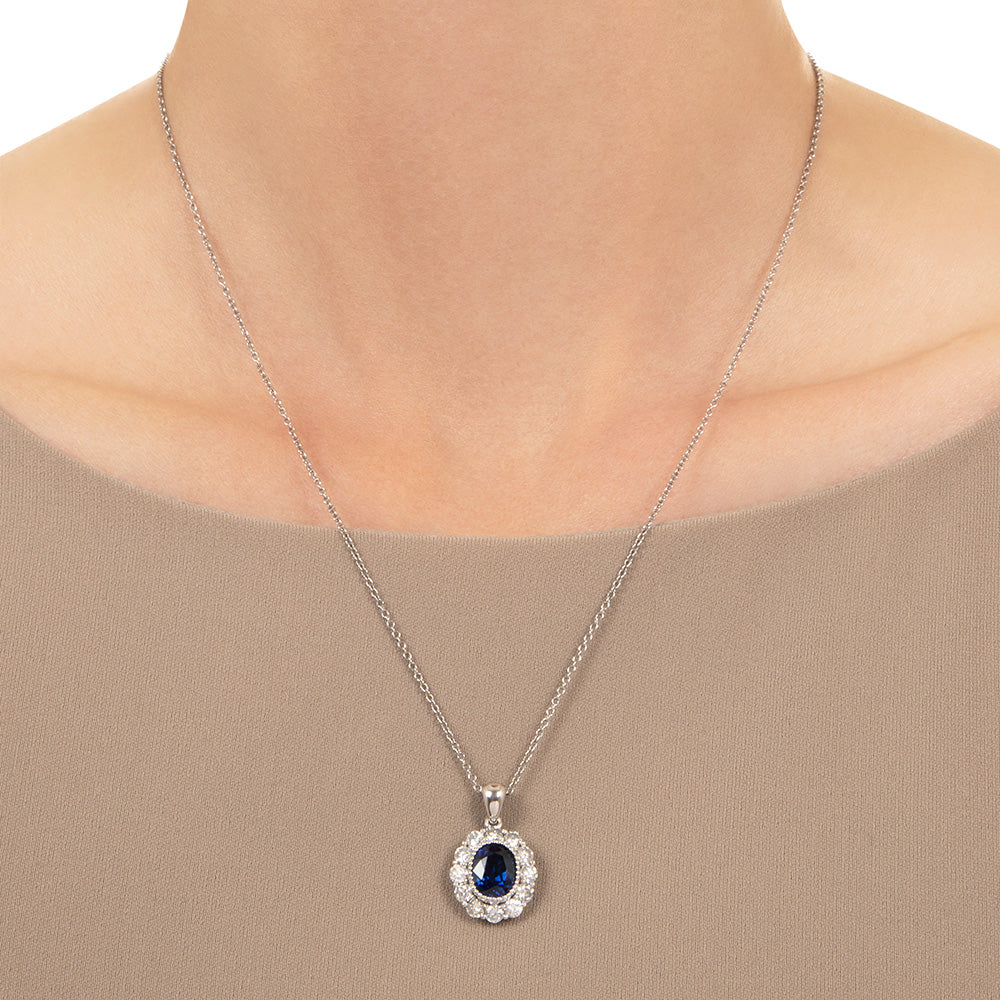 Estate 3.20 Carat No-Heat Sapphire and Diamond Pendant - GIA - 5