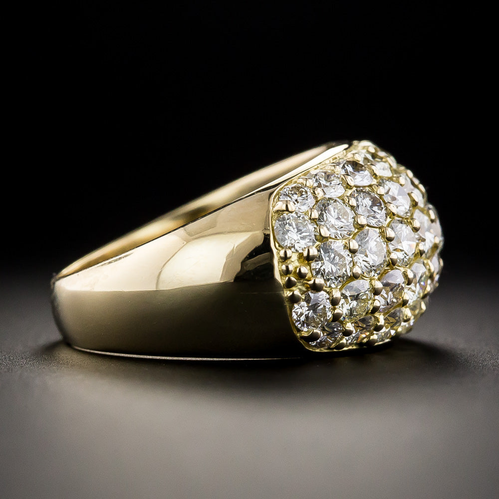 Estate 3.32 Carat Pavé Diamond 18K Dome Ring - 4