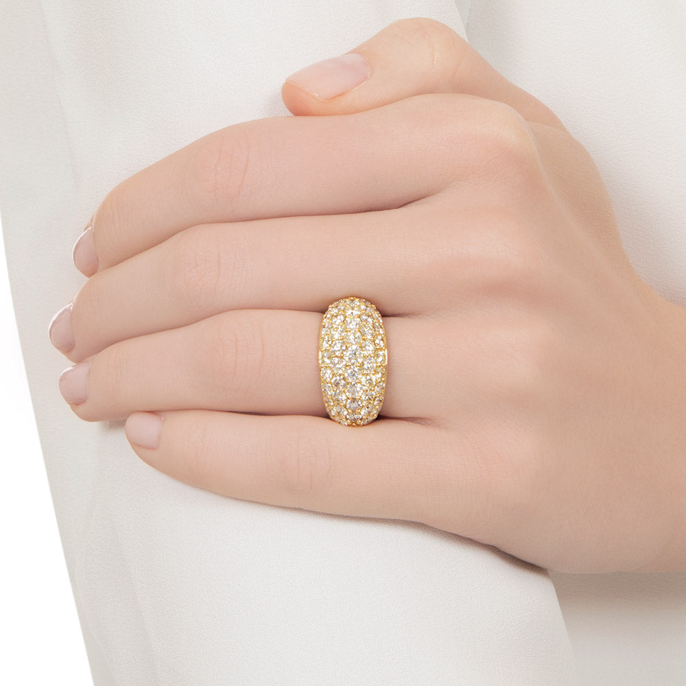 Estate 3.32 Carat Pavé Diamond 18K Dome Ring - 6