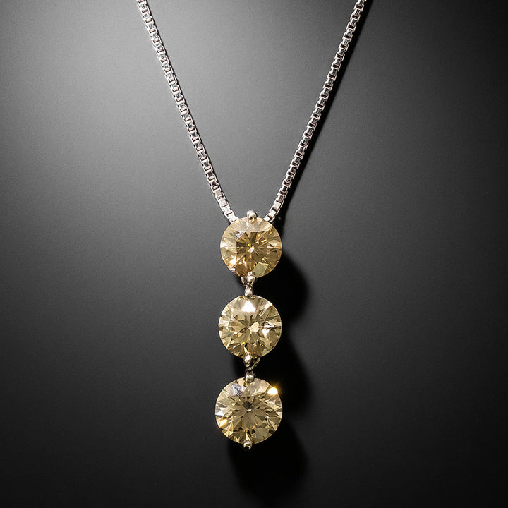 Estate 3.53 Carat Three Diamond Drop Necklace