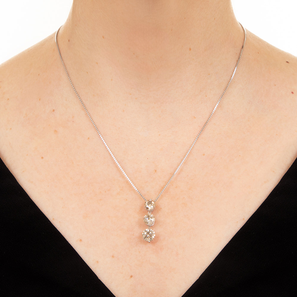 Estate 3.53 Carat Three Diamond Drop Necklace - 4