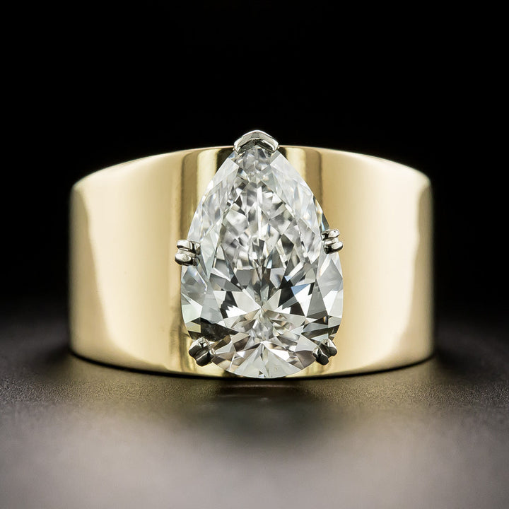 Estate 3.84 Carat Pear-Shaped Diamond Solitaire Ring - GIA G VS1
