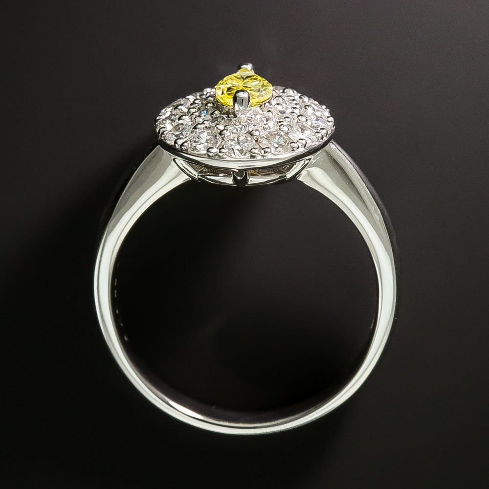 Estate .32 Carat Intense Fancy Yellow Marquise Diamond Ring - 4