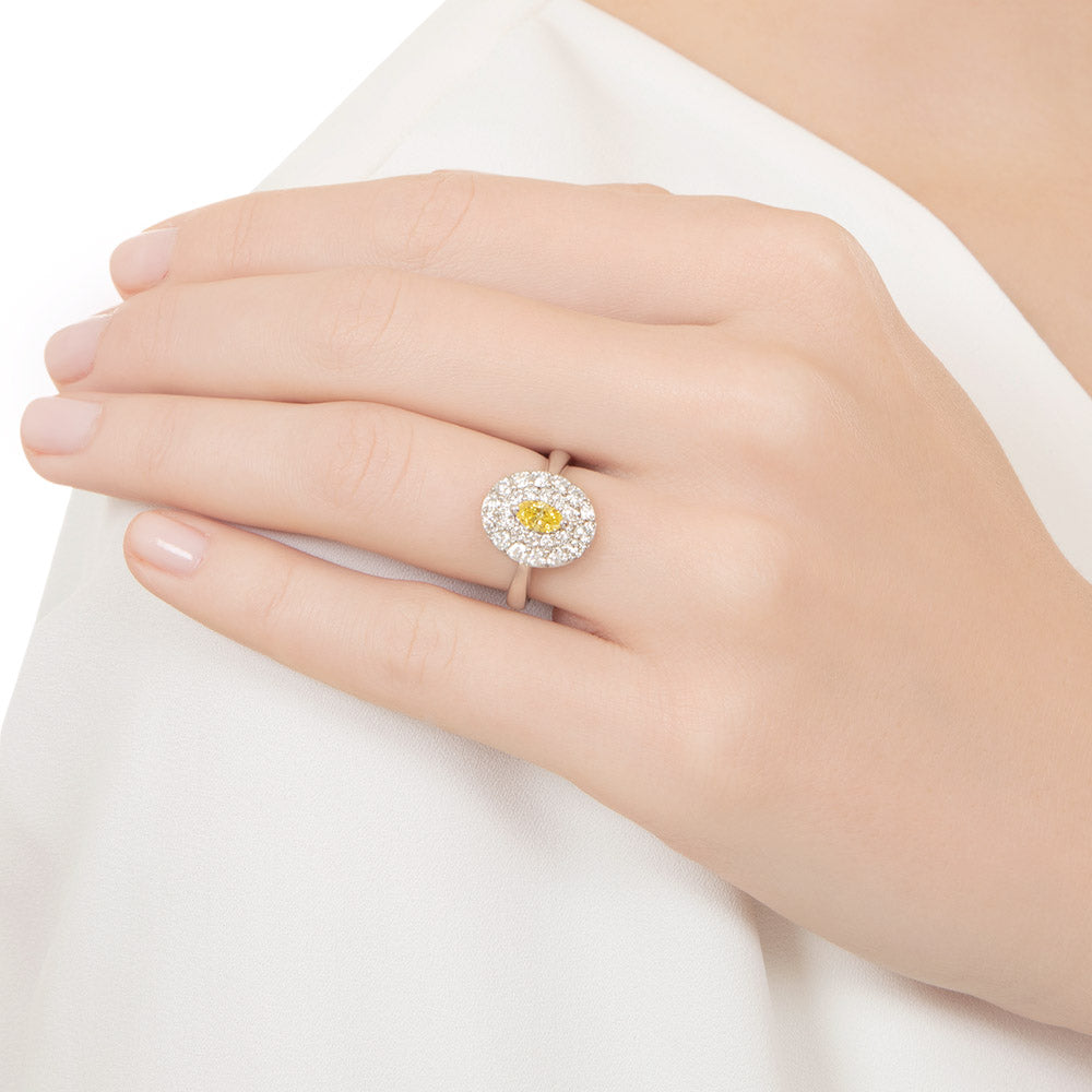 Estate .32 Carat Intense Fancy Yellow Marquise Diamond Ring - 5