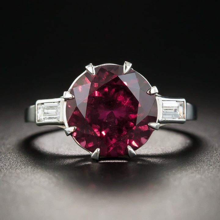 Estate 4.57 Carat Rhodolite Garnet and Diamond Ring