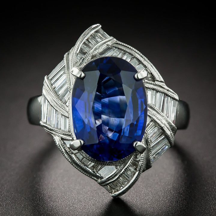 Estate 5.38 Carat Sapphire and Diamond Ring