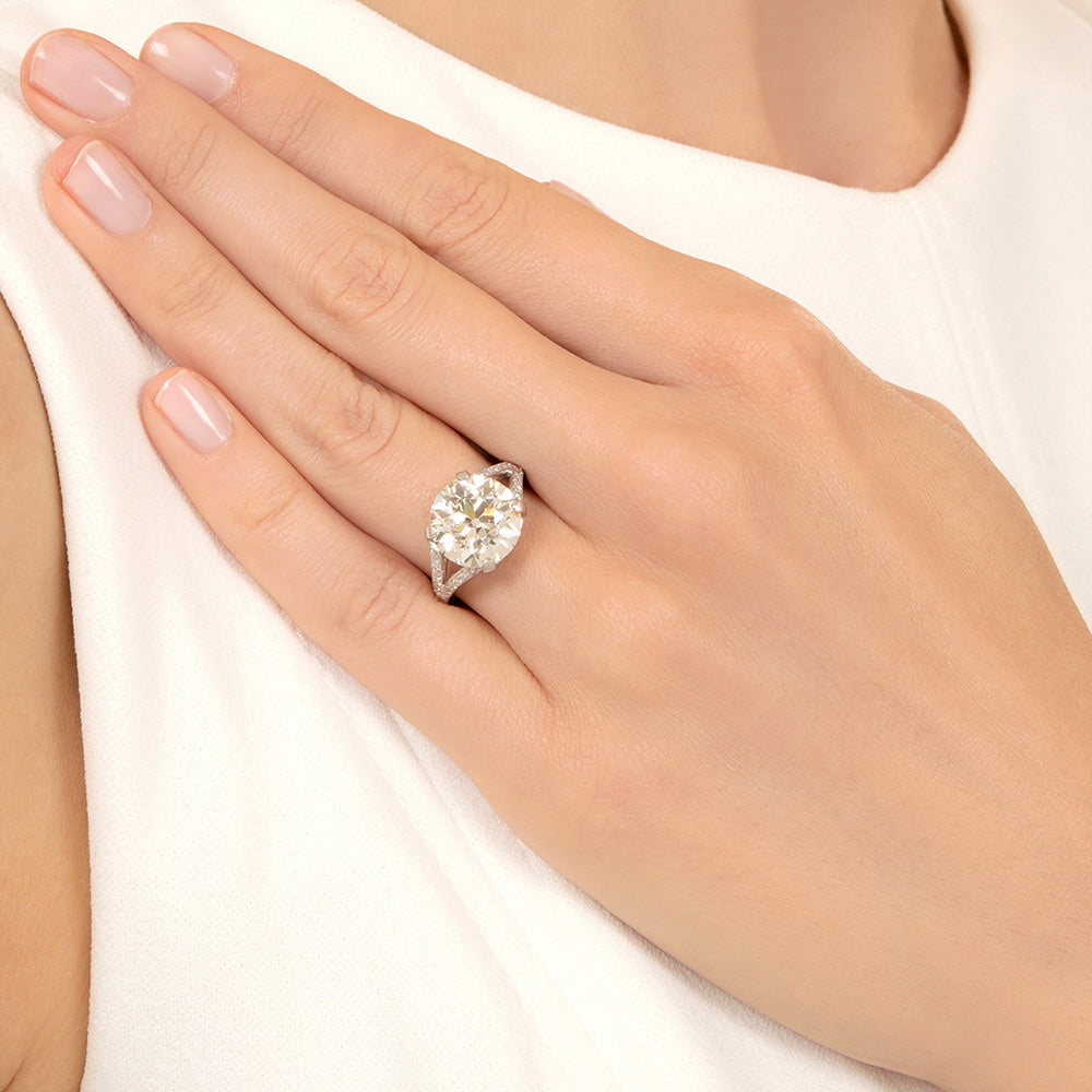 Estate 5.91 Carat European-Cut Diamond Ring - GIA O-P VS1 - 6
