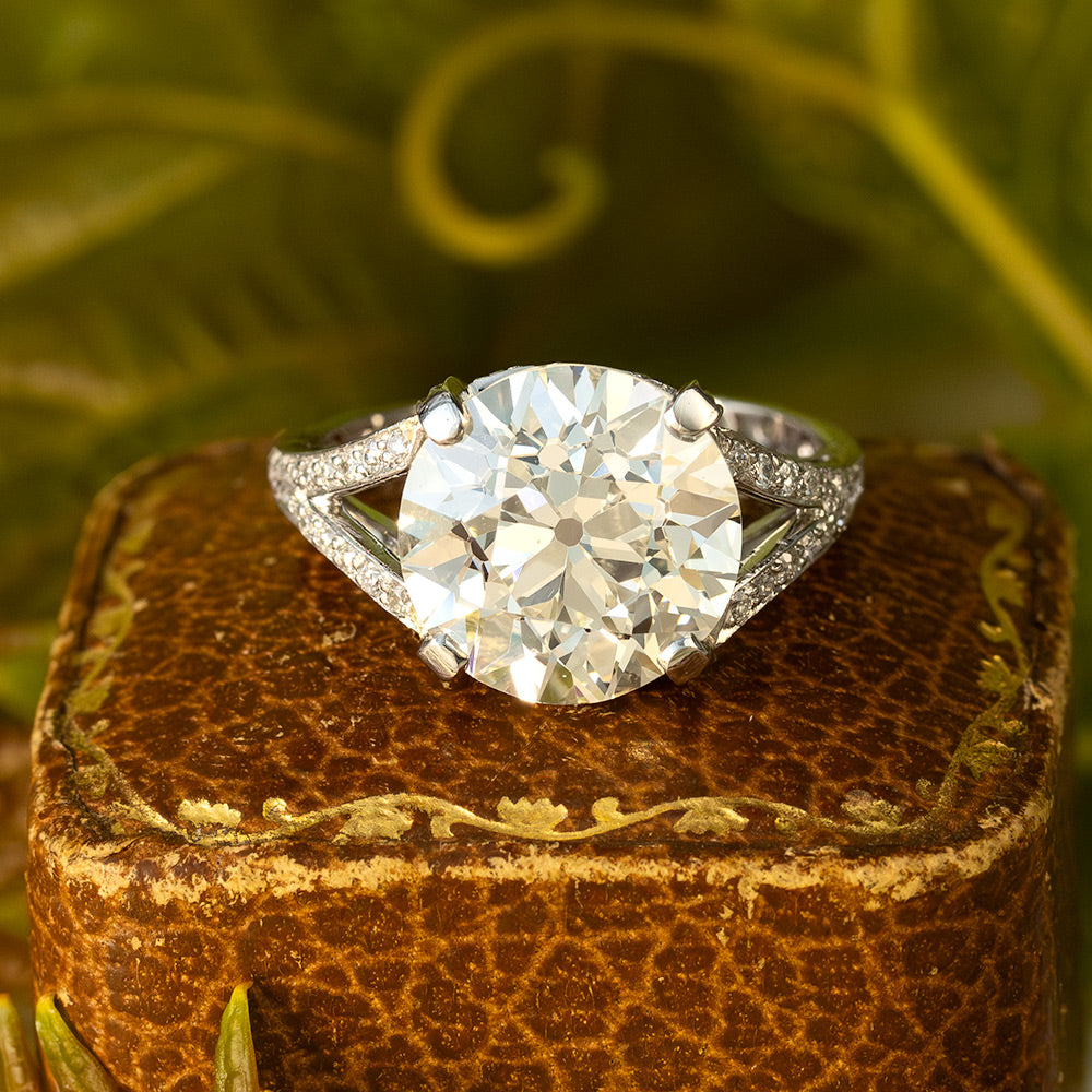 Estate 5.91 Carat European-Cut Diamond Ring - GIA O-P VS1 - 7