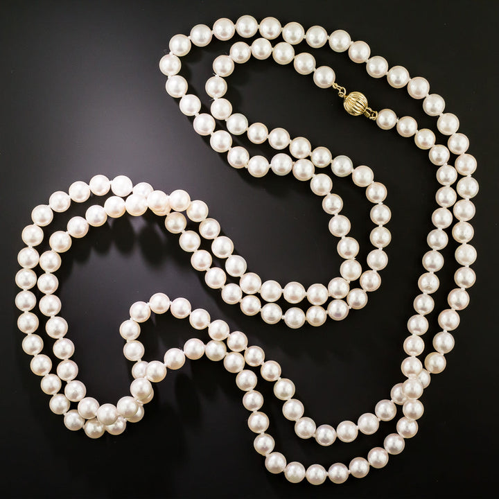 Estate 52-Inch Akoya Pearl Necklace - GIA