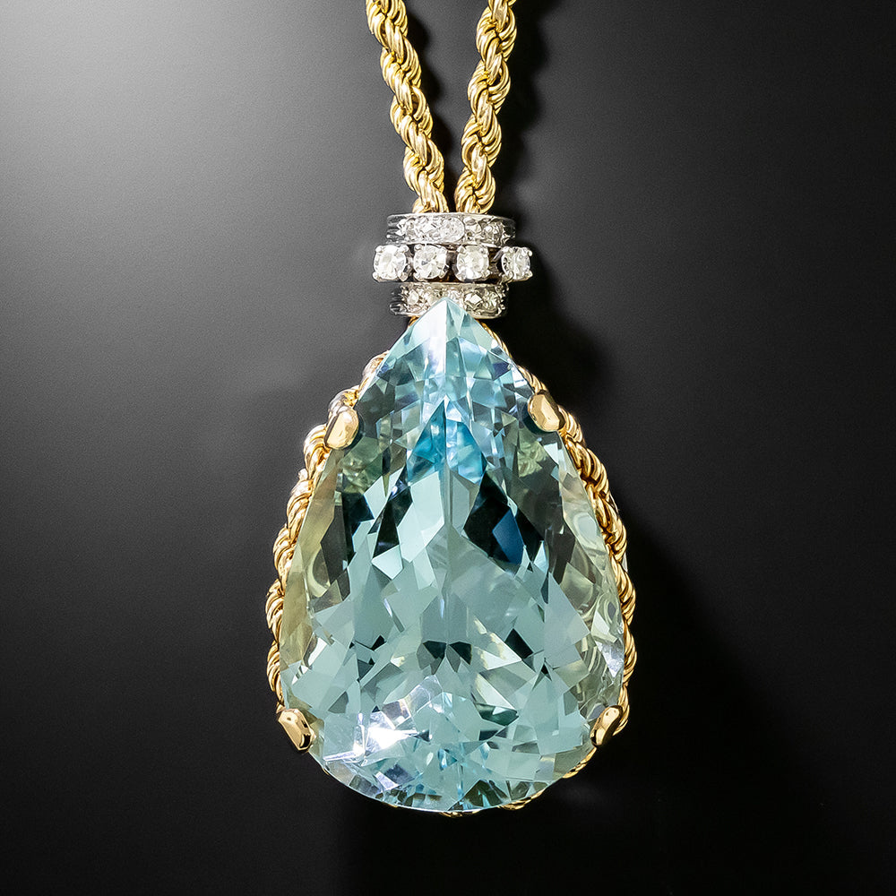 Estate 57.00 Carat Aquamarine and Diamond Rope Necklace - 2
