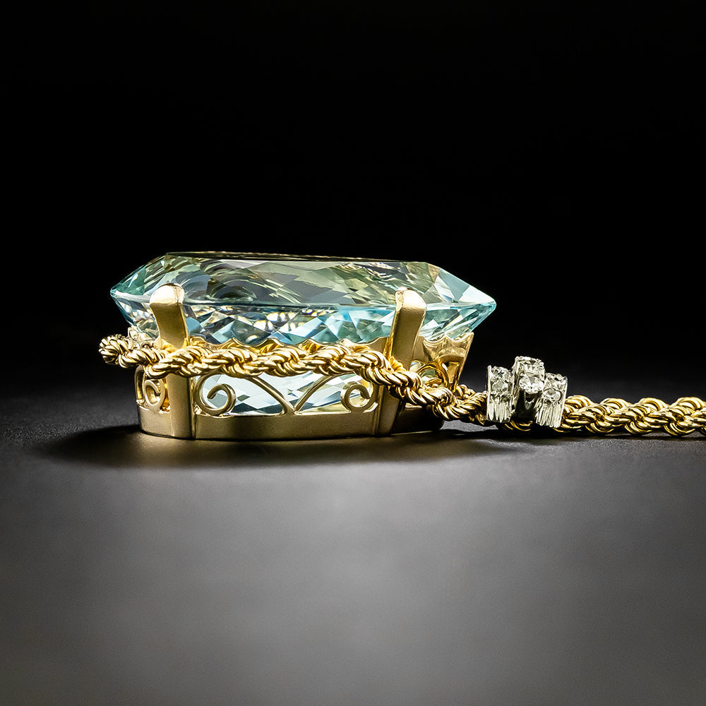 Estate 57.00 Carat Aquamarine and Diamond Rope Necklace - 3