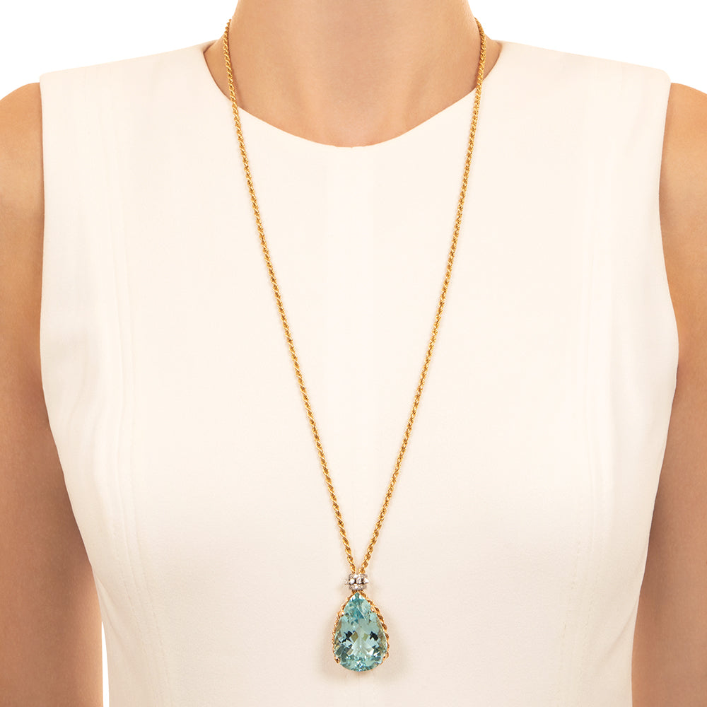 Estate 57.00 Carat Aquamarine and Diamond Rope Necklace - 4