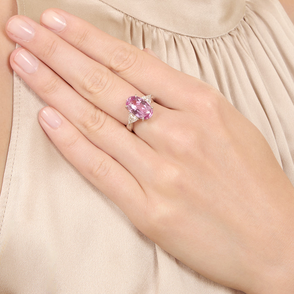 Estate 6.31 Carat Pink Topaz And Diamond Ring - 6