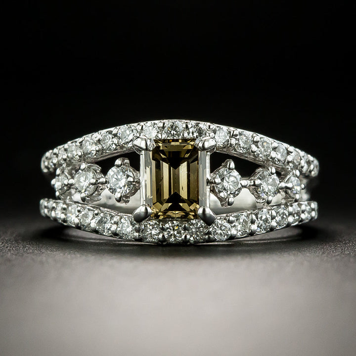 Estate .68 Carat Champagne Emerald-Cut Diamond Ring